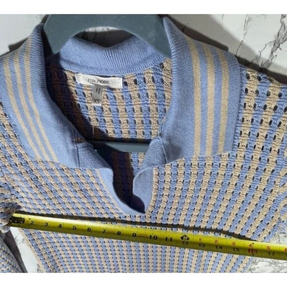 Maurices Womens Size XS Knit Long Sleeve Sweater Blue & Beige - Picture 4 of 6